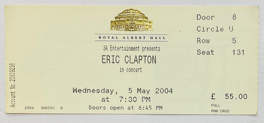 Eric Clapton Original Used Concert Ticket Royal Albert Hall 5th May 2004