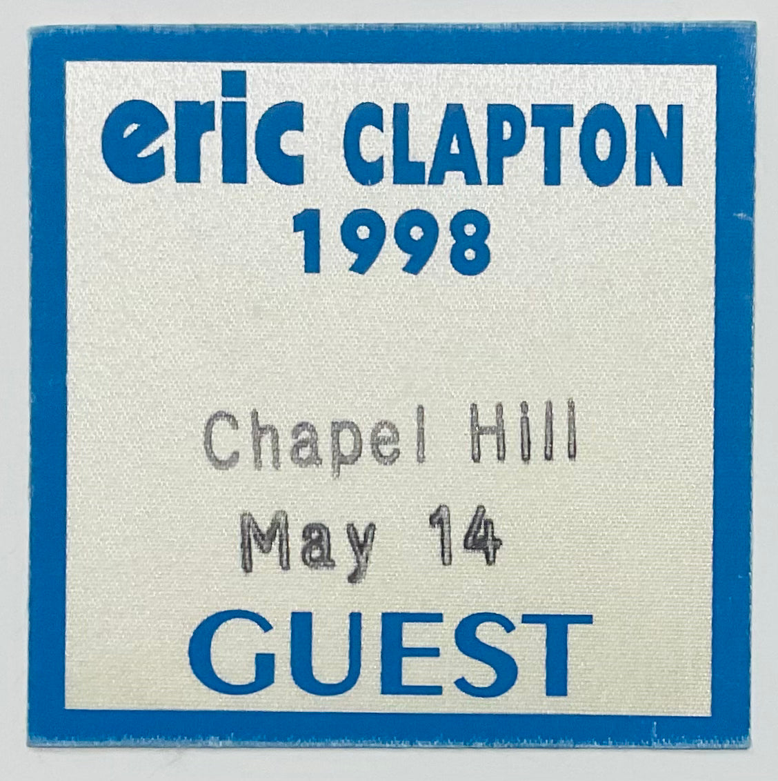 Eric Clapton Original Unused Concert Backstage Pass Ticket Dean E. Smith Center Chapel Hill 14th May 1998