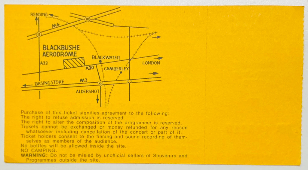 Bob Dylan Eric Clapton Original Unused Concert Ticket Blackbushe Aerodrome Camberley 15th Jul 1978