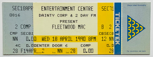 Fleetwood Mac Original Unused Concert Ticket Entertainment Centre Sydney 18th Apr 1990