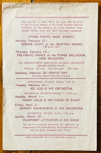 Ronnie Scott Orchestra Teddy Foster Merseyssippi Jazz Band Original Concert Programme Liverpool Stadium 14th Feb 1954