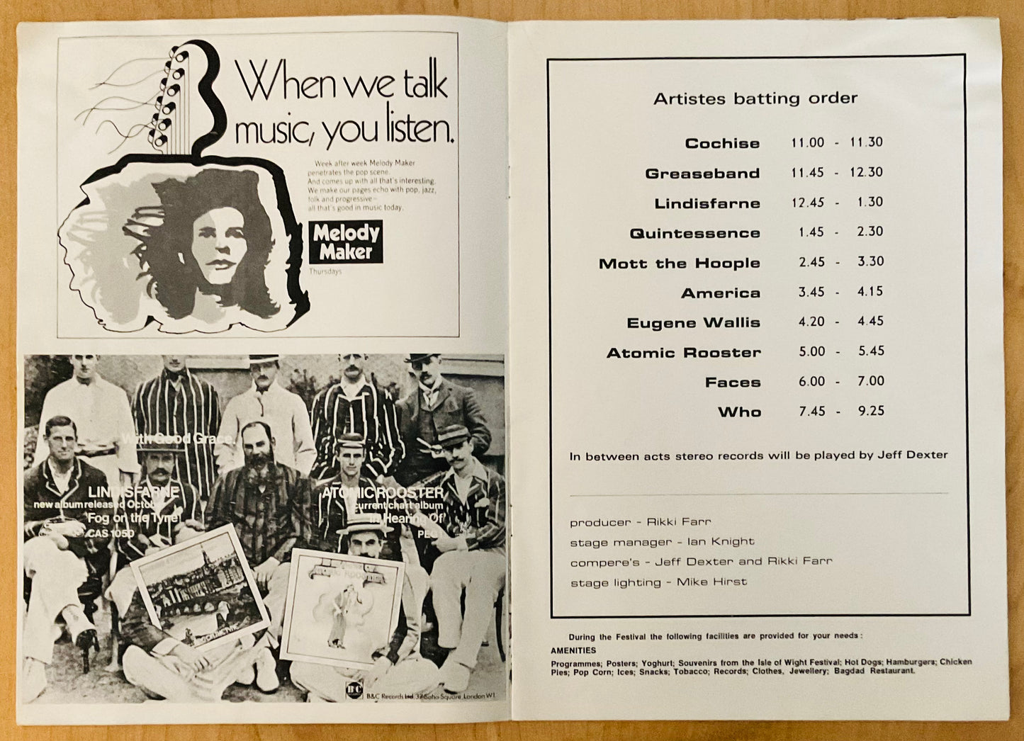 Who Faces Mott The Hoople Original Concert Programme Goodbye Summer Oval London 18th Sep 1971