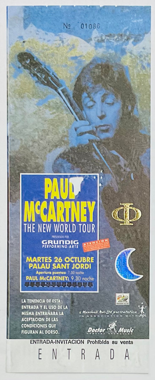 Beatles Paul McCartney Used Concert Ticket Barcelona 26 Oct 1993