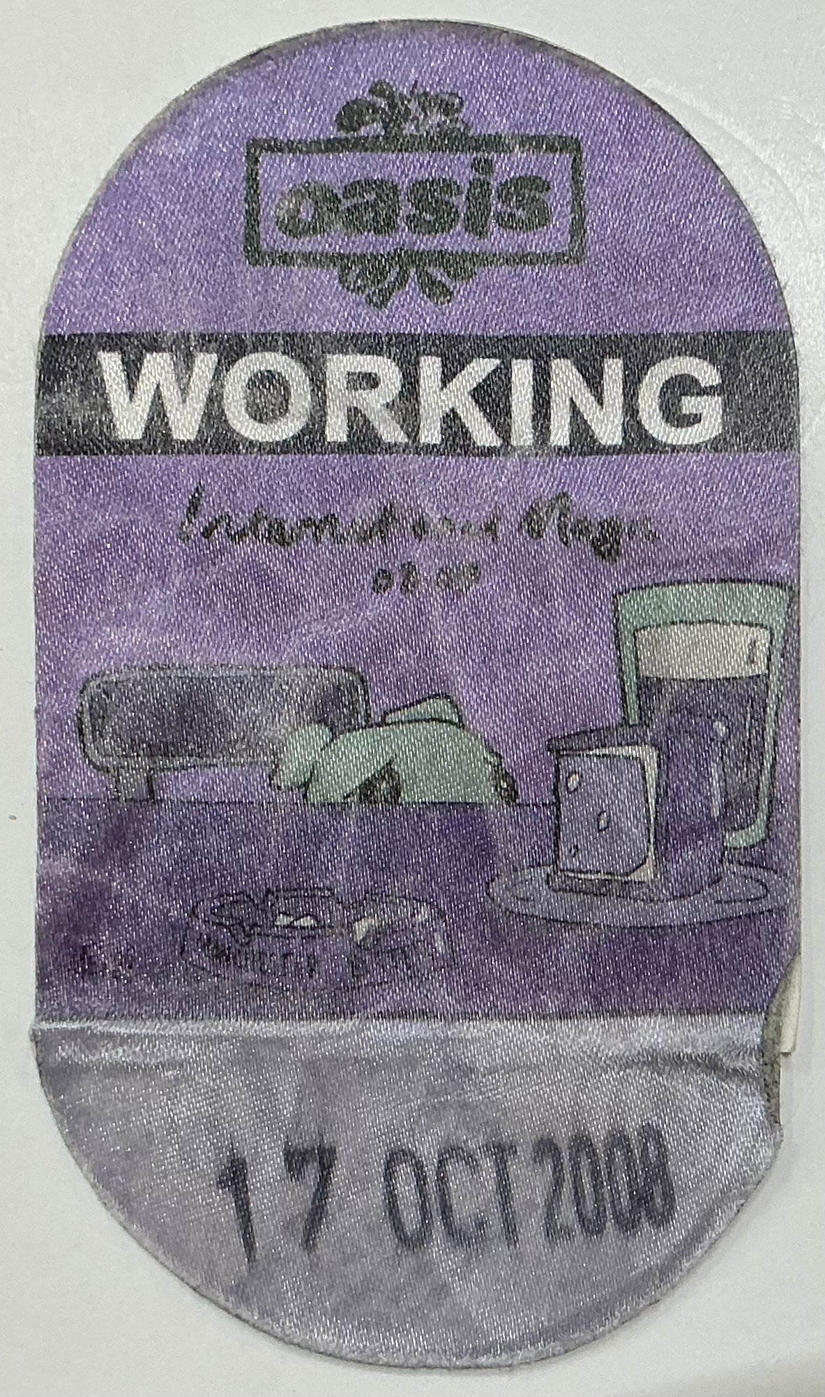 Oasis Original Unused Concert Backstage Pass Ticket Wembley Arena London 17th Oct 2008