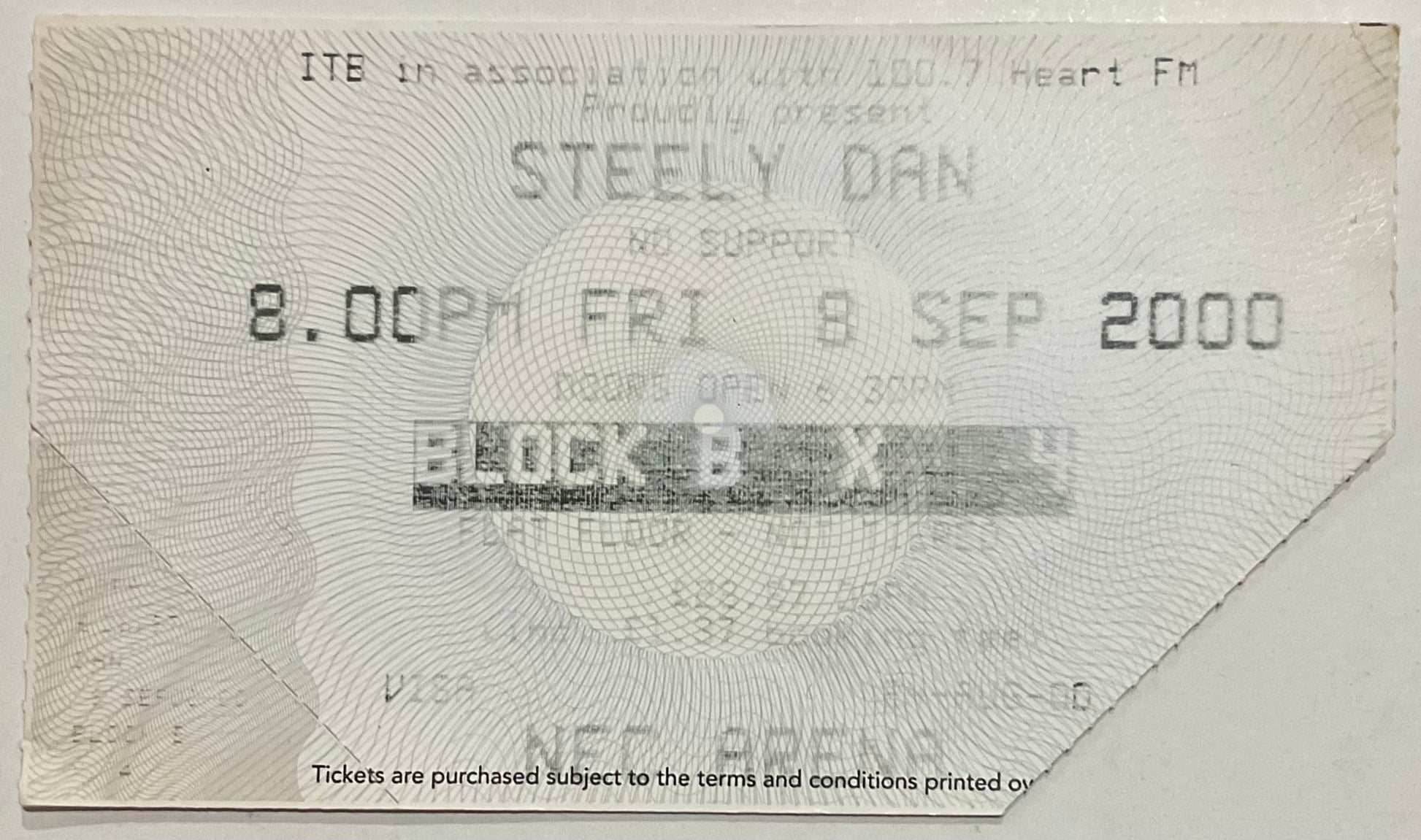 Steely Dan Original Used Concert Ticket NEC Arena Birmingham 8th Sep 2000