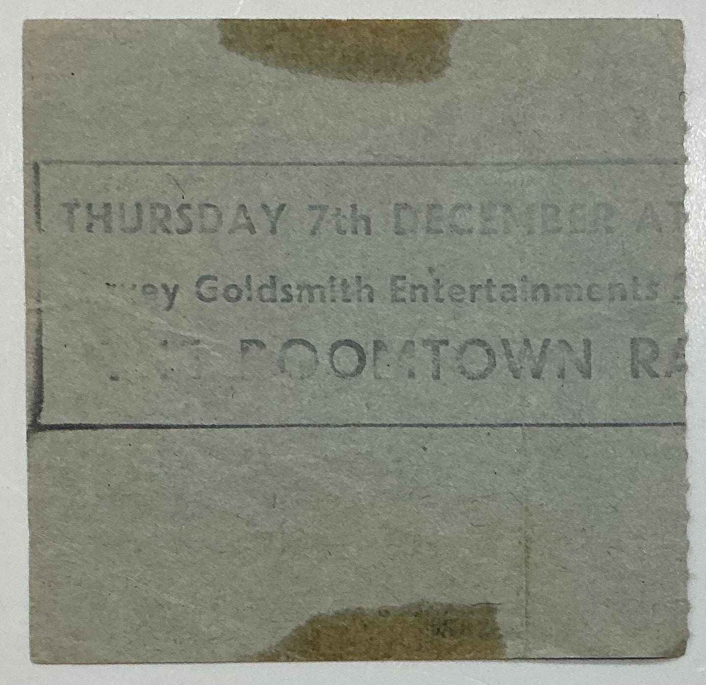 Boomtown Rats Original Used Concert Ticket Hammersmith Odeon London 7th Dec 1978