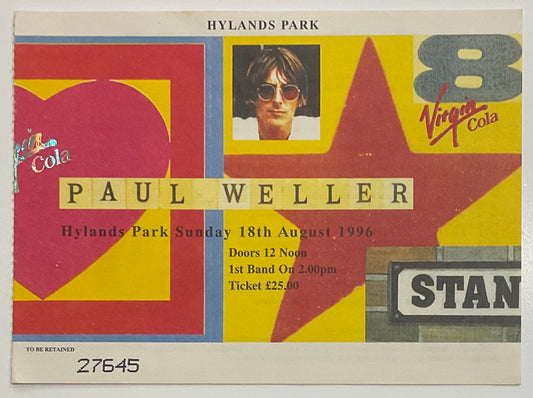 Paul Weller Original Used Concert Ticket Hylands Park Chelmsford 18th Aug 1996