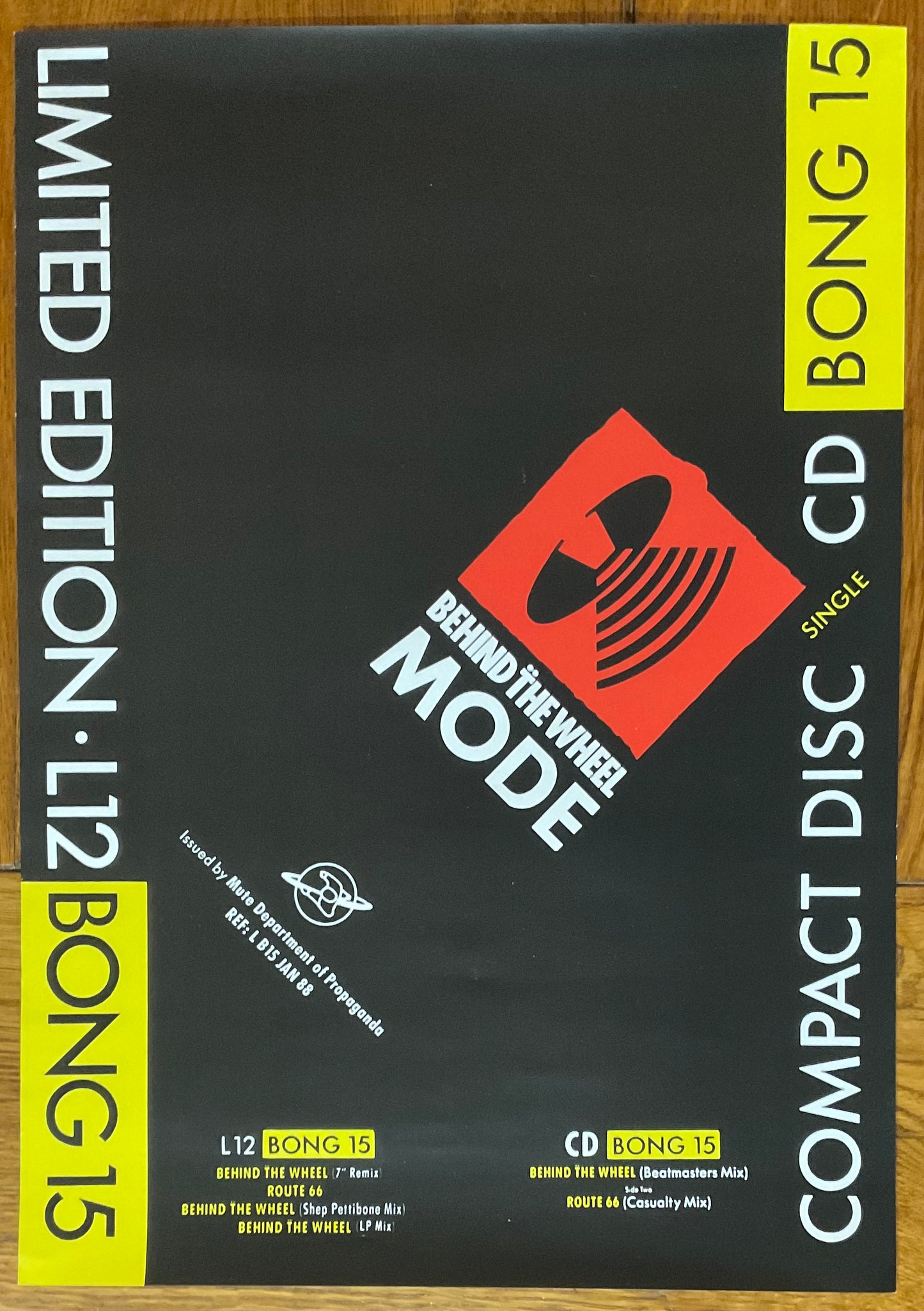 Depeche Mode Behind The Wheel Original Promo Poster Mute Records 1987