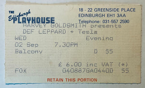 Def Leppard Original Used Concert Ticket Edinburgh Playhouse 2nd Sep 1987
