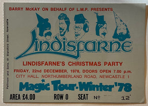 Lindisfarne Original Unused Concert Ticket City Hall Newcastle 22nd Dec 1978