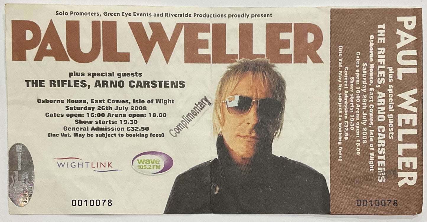 Paul Weller Original Unused Concert Ticket Osborne House Isle of Wight 26th Jul 2008