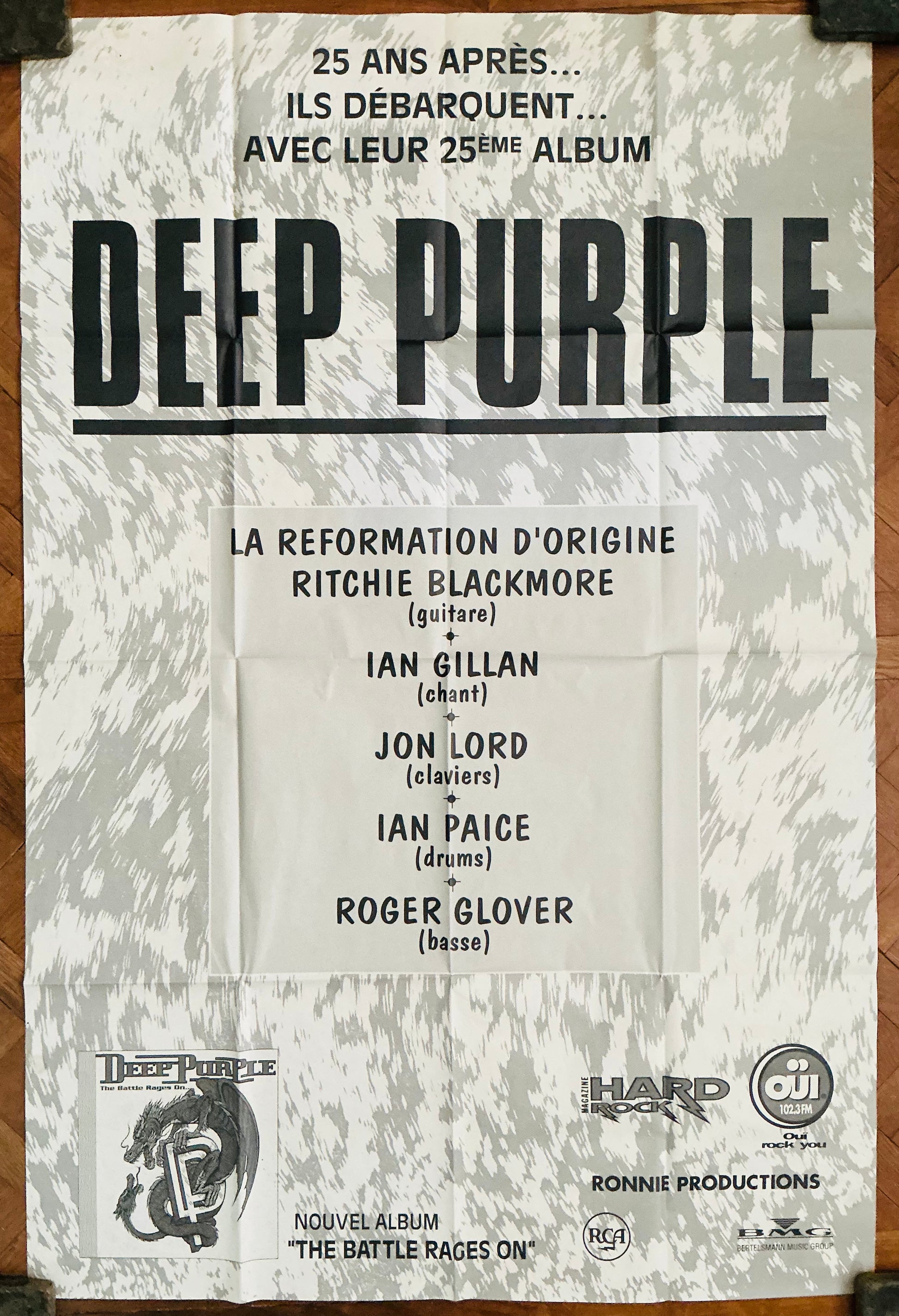 Deep Purple The Battle Rages On Original Promo Subway Poster RCA 1993
