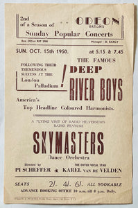 Deep River Boys Original Concert Handbill Flyer Odeon Theatre Barking 15th Oct 1950