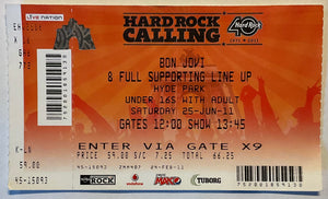 Bon Jovi Original Unused Concert Ticket Hyde Park London 25th Jun 2011