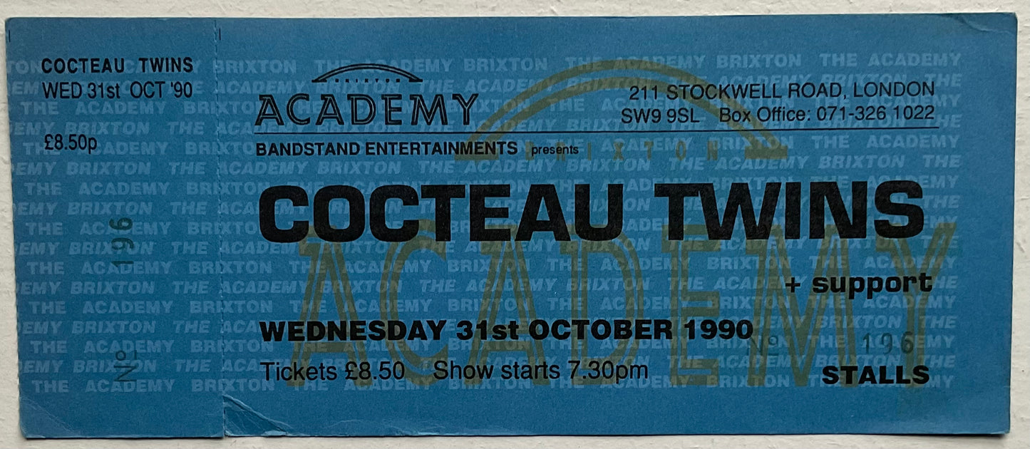 Cocteau Twins Original Unused Concert Ticket Brixton Academy 31st Oct 1990