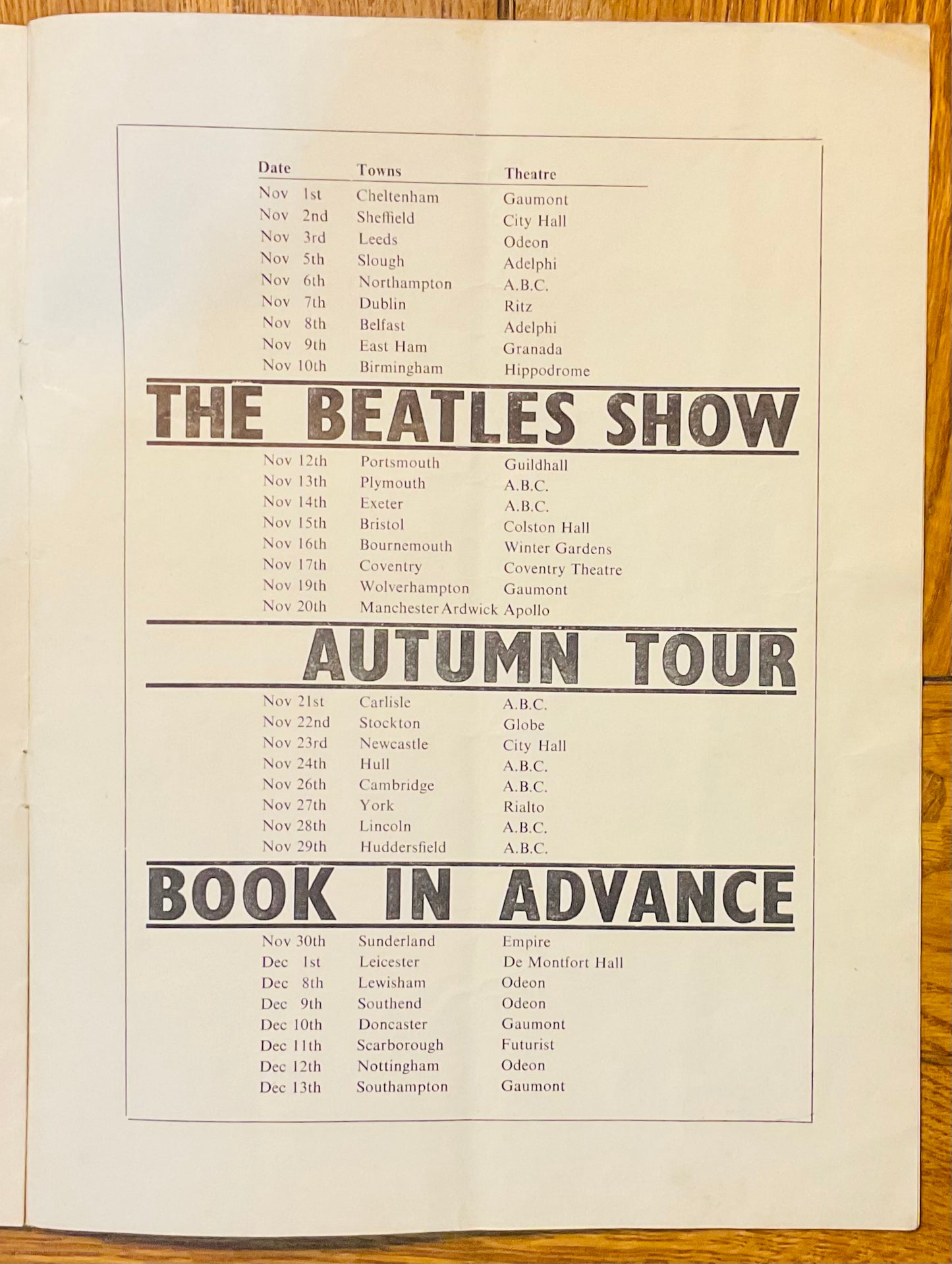 Billy J Kramer Tommy Roe UK Tour Programme 1963 Beatles Tour Advert