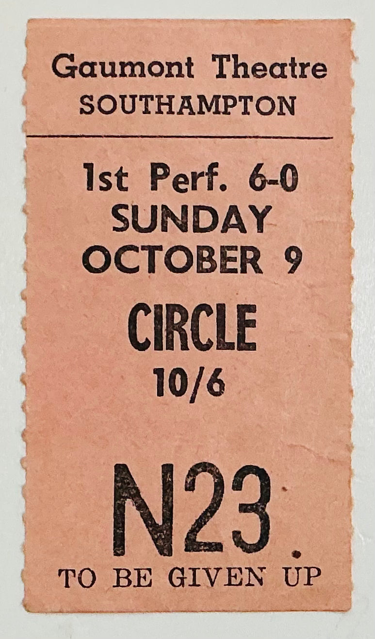 Rolling Stones Original Used Concert Ticket Gaumont Theatre Southampton 9th Oct 1966
