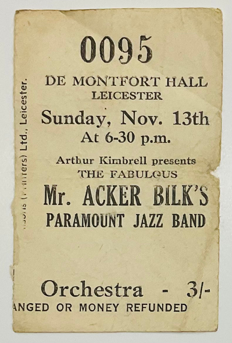 Acker Bilk Original Used Concert De Montfort Hall Leicester 13th Nov 1960