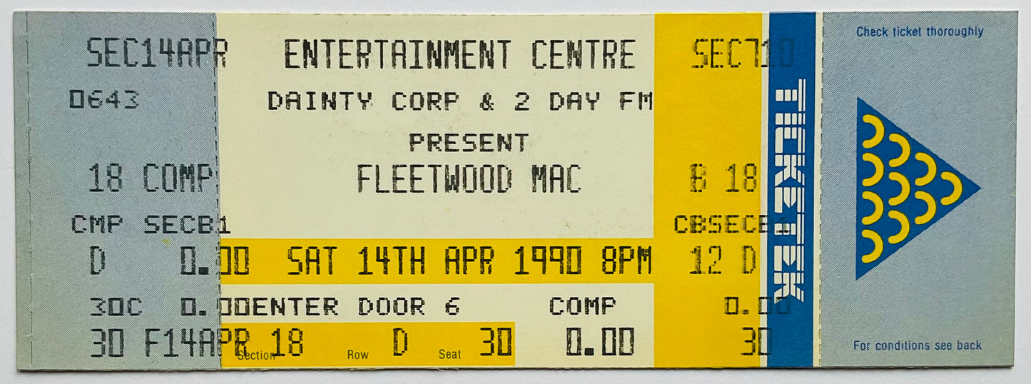 Fleetwood Mac Original Unused Concert Ticket Entertainment Centre Sydney 14th Apr 1990