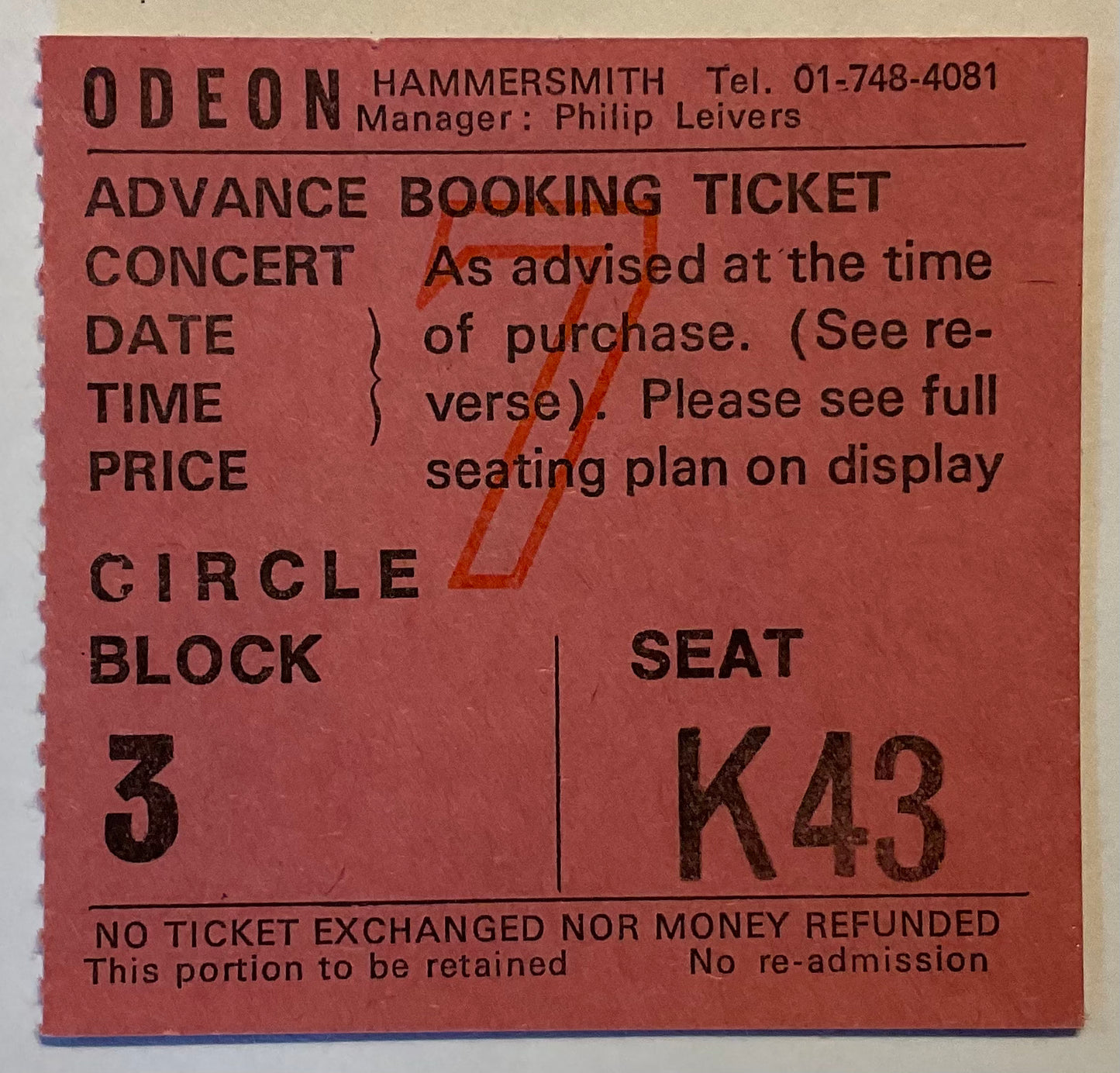 Santana Original Used Concert Ticket Hammersmith Odeon London 1976