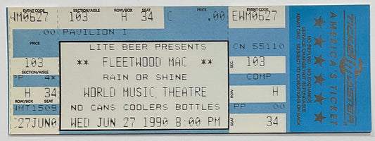 Fleetwood Mac Original Unused Concert Ticket World Music Theatre Tinley Park 27th Jun 1990