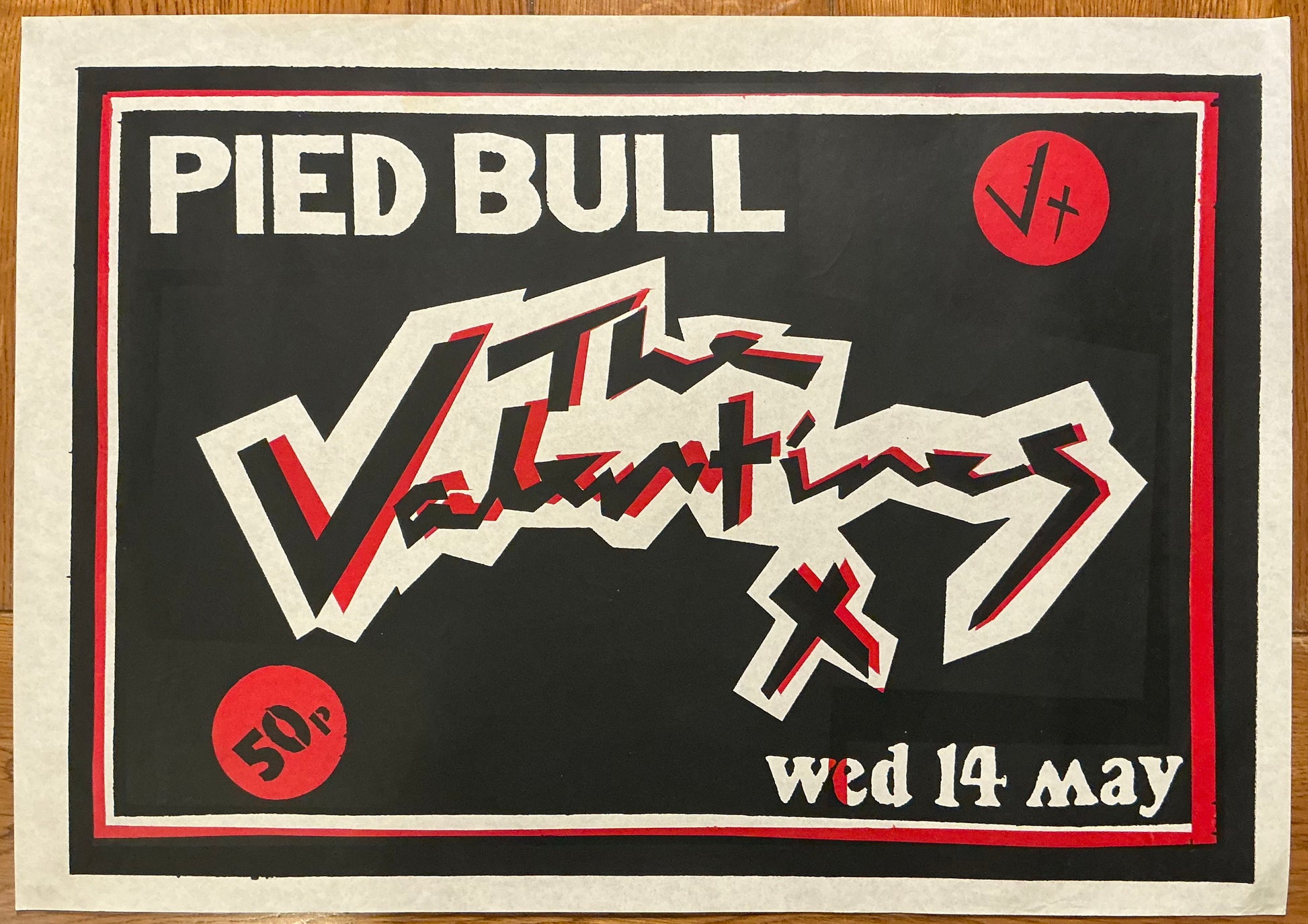 Valentines Original Promo Concert Tour Poster Pied Bull Islington London 14th May 1980