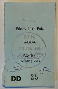 ABBA Original Used Concert Ticket Free Trade Hall Manchester 11th Feb 1977
