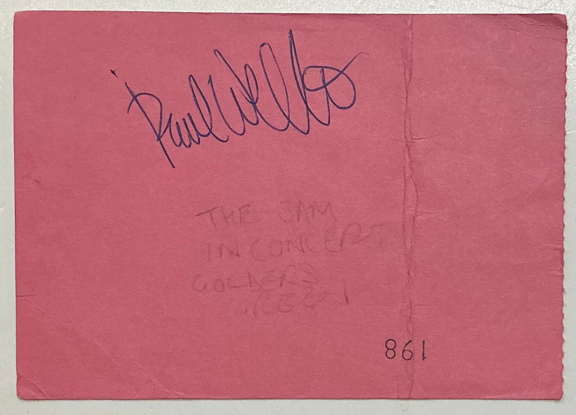 Jam Paul Weller Original Used Signed Concert Ticket Hippodrome London 19th Dec 1981