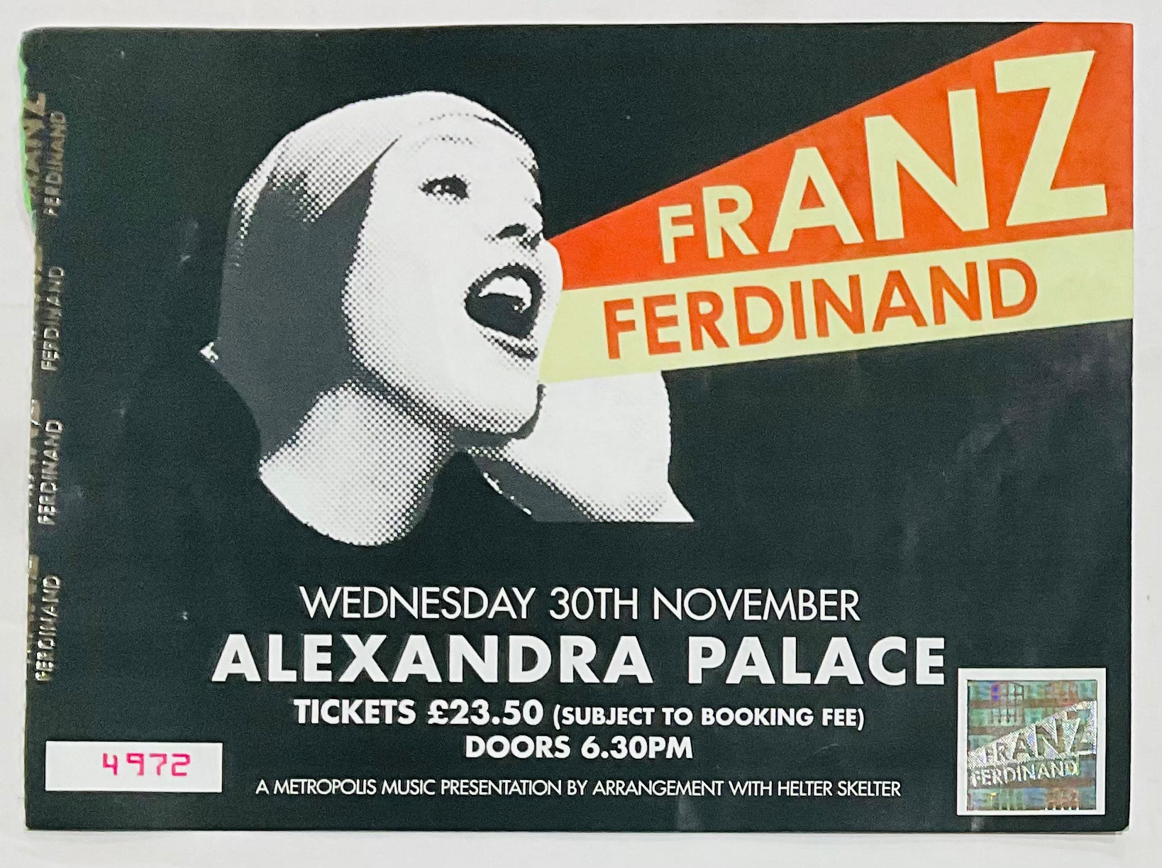 Franz Ferdinand Original Used Concert Ticket Alexandra Palace London 30th Nov 2005