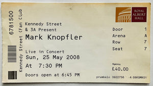 Dire Straits Mark Knopfler Original Used Concert Ticket Royal Albert Hall London 25th May 2008