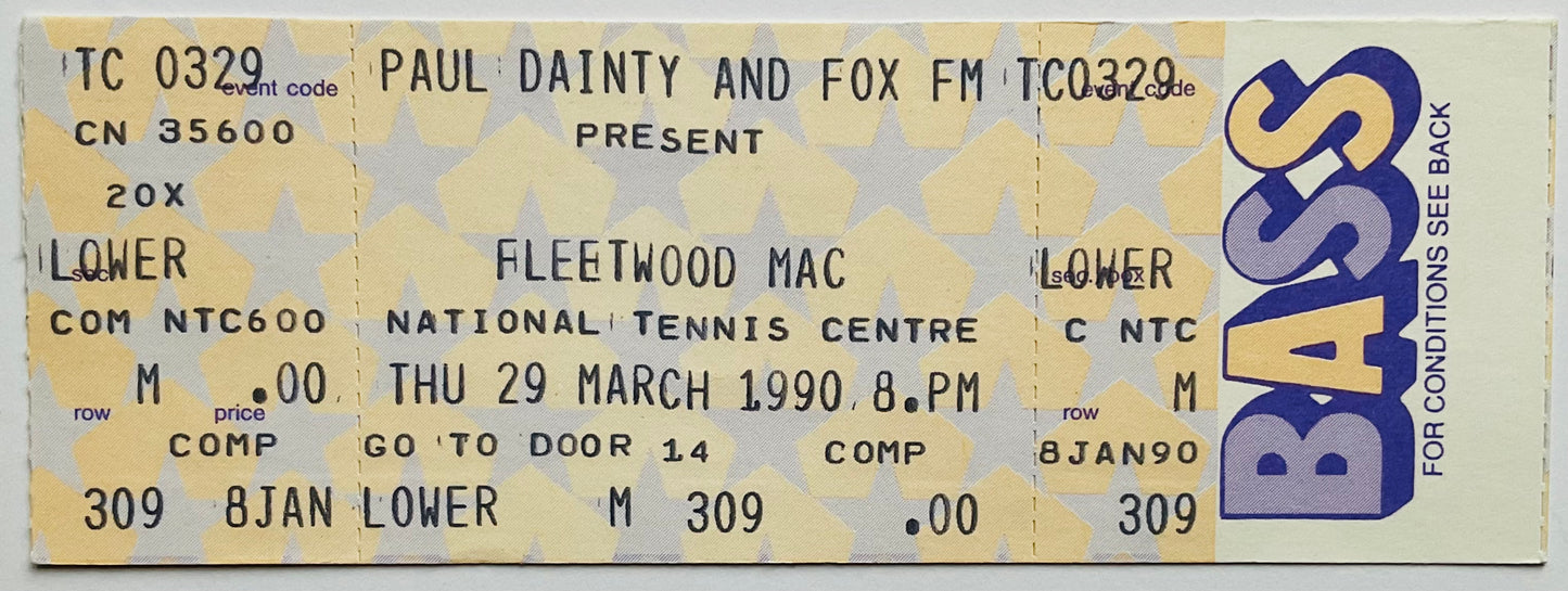 Fleetwood Mac Original Unused Concert Ticket National Tennis Centre Melbourne 29th Mar 1990