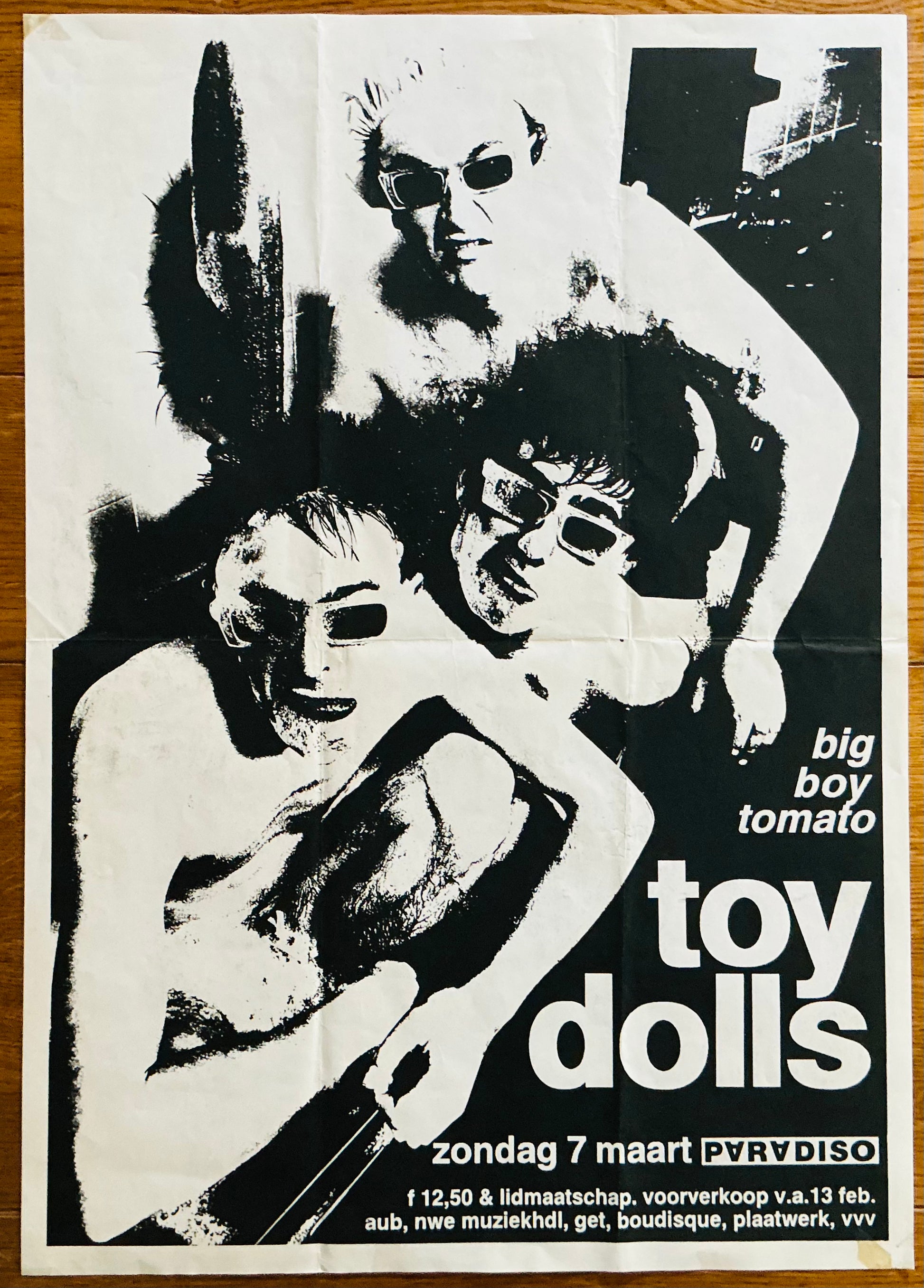 Toy Dolls Original Concert Tour Gig Poster Paradiso Club Amsterdam 7th Mar 1993