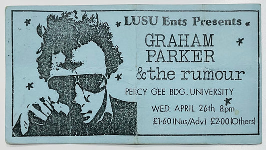 Graham Parker Original Used Signed Concert Ticket Leicester University 26th Apr 1978