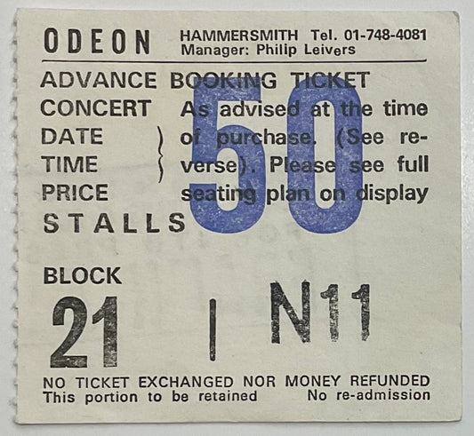 Frank Zappa Original Used Concert Ticket Hammersmith Odeon London 25th Sep 1984