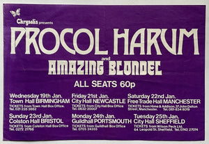 Procol Harum Original Concert Handbill Flyer U.K. Tour Jan 1972