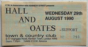 Daryl Hall John Oates Original Used Concert Ticket Town & Country Club London 29th Aug 1990