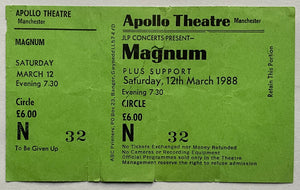 Magnum Original Unused Concert Ticket Apollo Theatre Manchester 12th Mar 1988