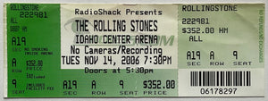 Rolling Stones Original Unused Concert Ticket Idaho Center Arena 14th Nov 2006