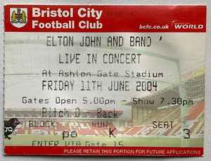 Elton John Original Used Concert Ticket Ashton Gate Bristol 11th Jun 2004