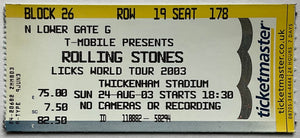 Rolling Stones Original Used Concert Ticket Twickenham Stadium London 24th Aug 2003