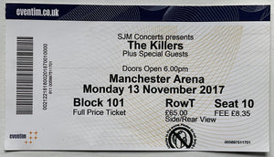 Killers Original Used Concert Ticket Manchester Arena 13th Nov 2017