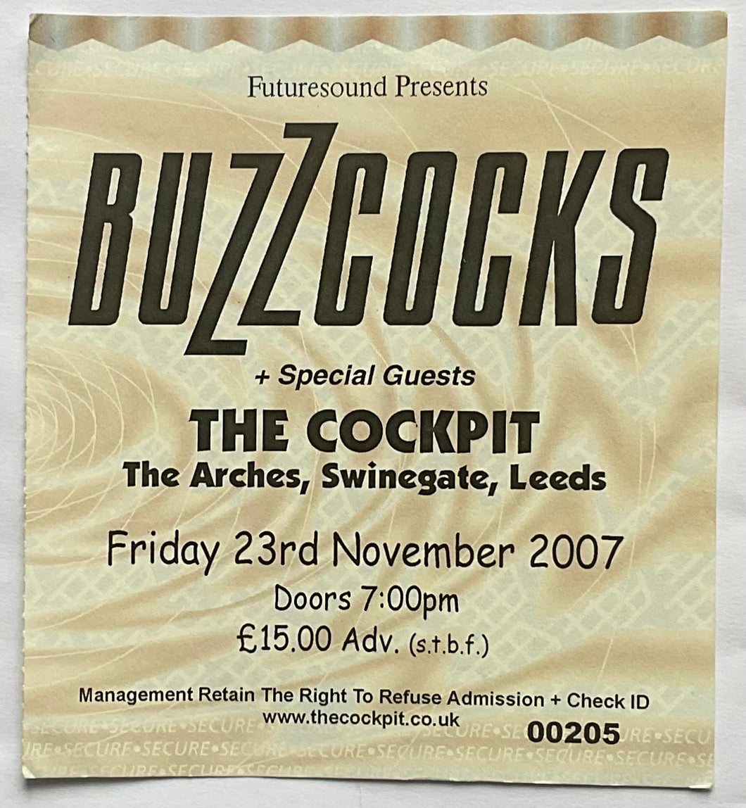 Buzzcocks Original Used Concert Ticket Cockpit Leeds 23rd Nov 2007