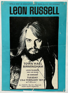 Leon Russell Original Concert Handbill Flyer Town Hall Birmingham 23rd Feb 1971