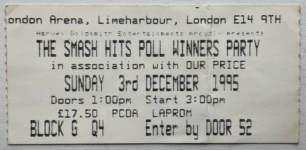 Radiohead Pulp Original Used Concert Ticket London Arena 3rd Dec 1995