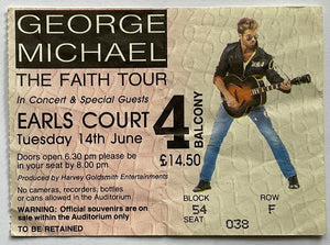 George Michael Original Used Concert Ticket Earls Court London 14th Jun 1988