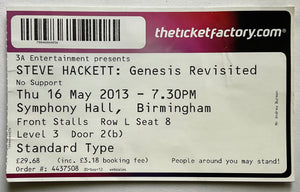 Steve Hackett Original Used Concert Ticket Symphony Hall Birmingham 16th May 2013