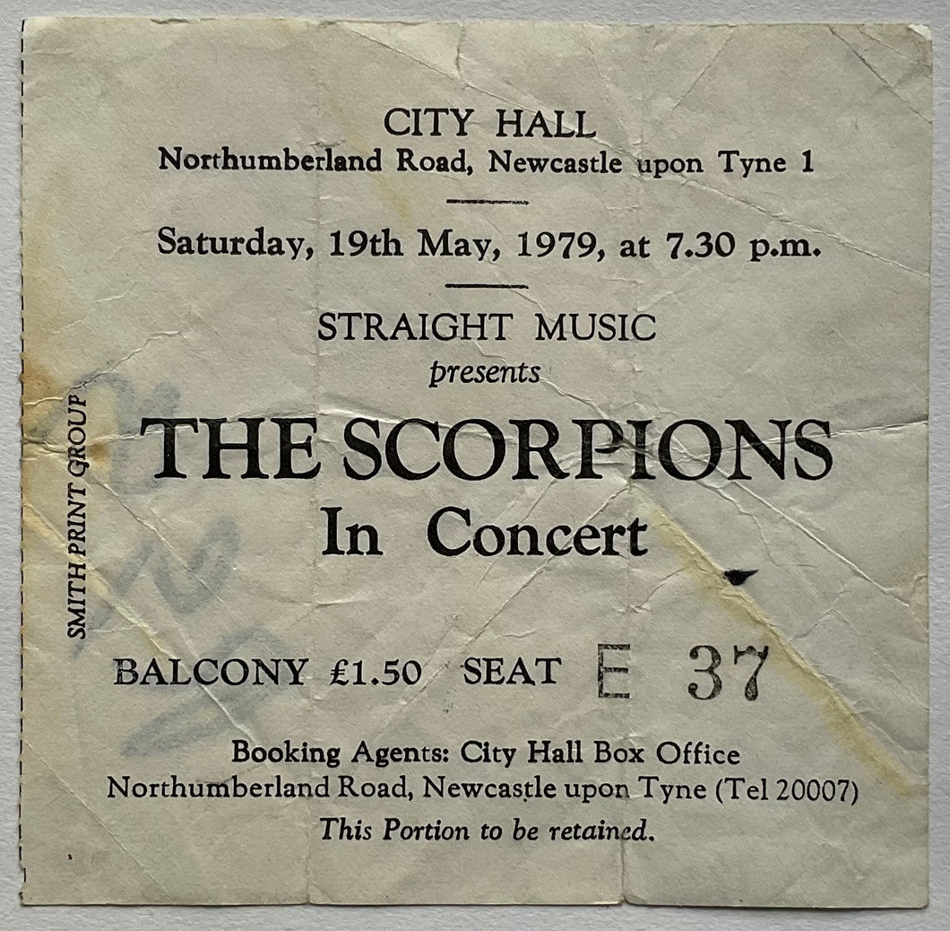 Scorpions Original Used Concert Ticket City Hall Newcastle 19th May 1979