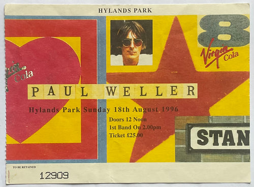 Paul Weller Original Used Concert Ticket Hylands Park Chelmsford 18th Aug 1996