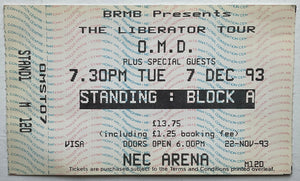 Orchestral Manoeuvres in the Dark OMD Original Unused Concert Ticket NEC Arena Birmingham 7th Dec 1993