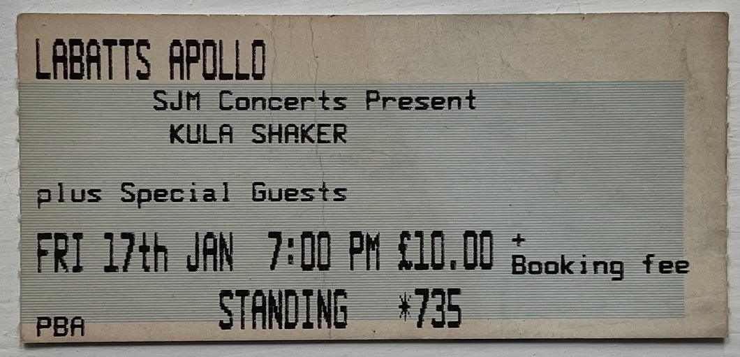 Kula Shaker Original Used Concert Ticket Labatts Apollo Manchester 17th Jan 1997